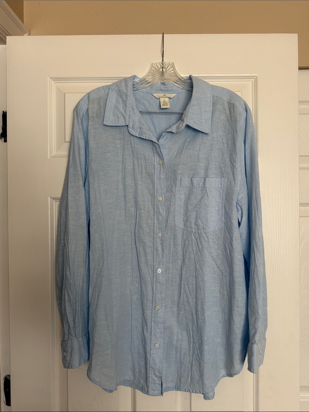 H&M Light Blue Linen Blend Shirt L